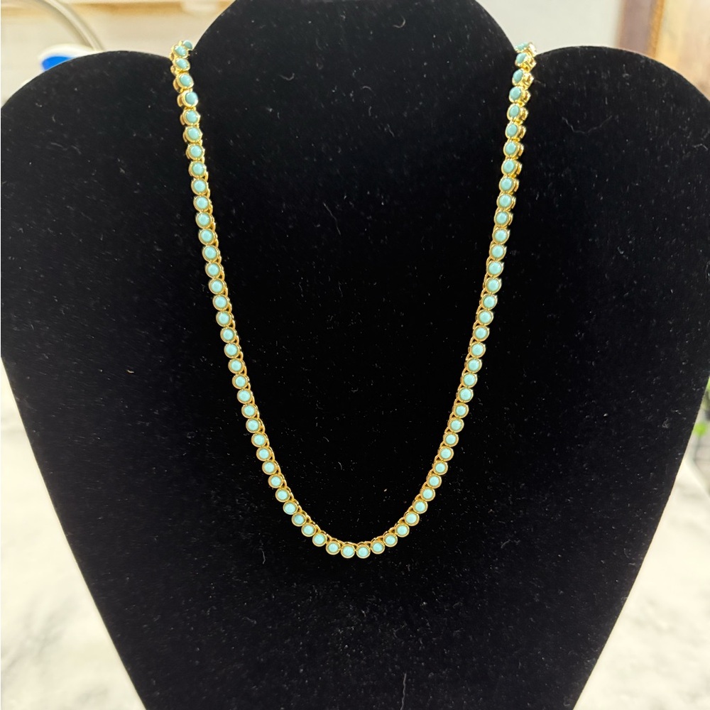 Daniela Swaebe Round Cut Bezel Set Turquoise Tennis Necklace
